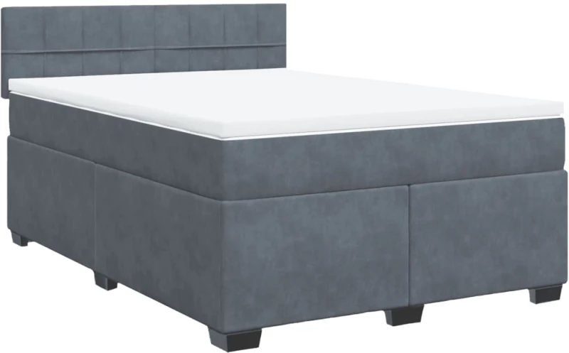 vidaXL Κρεβάτι Boxspring με Στρώμα Σκούρο Γκρι 140x200 εκ. Βελούδινο