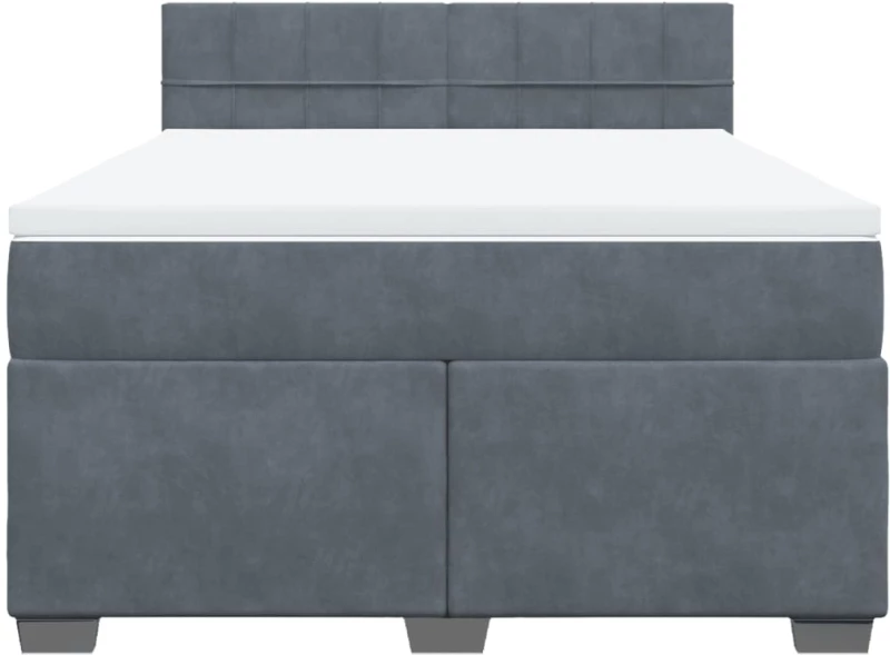 vidaXL Κρεβάτι Boxspring με Στρώμα Σκούρο Γκρι 140x200 εκ. Βελούδινο