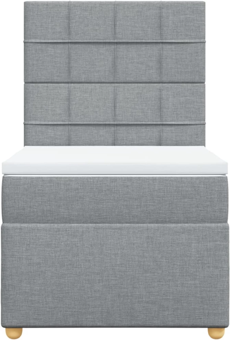 vidaXL Κρεβάτι Boxspring με Στρώμα Ανοιχτό Γκρι 90x190 εκ. Υφασμάτινο