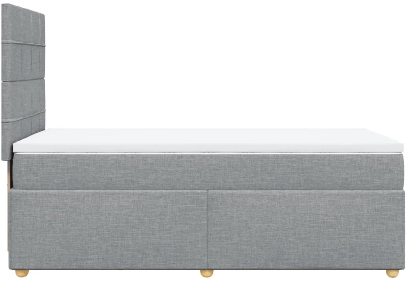 vidaXL Κρεβάτι Boxspring με Στρώμα Ανοιχτό Γκρι 90x190 εκ. Υφασμάτινο