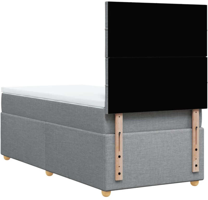vidaXL Κρεβάτι Boxspring με Στρώμα Ανοιχτό Γκρι 90x190 εκ. Υφασμάτινο