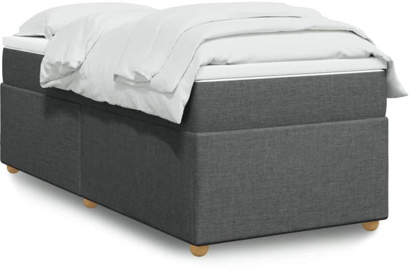 vidaXL Κρεβάτι Boxspring με Στρώμα Σκούρο Γκρι 90x200 εκ. Υφασμάτινο