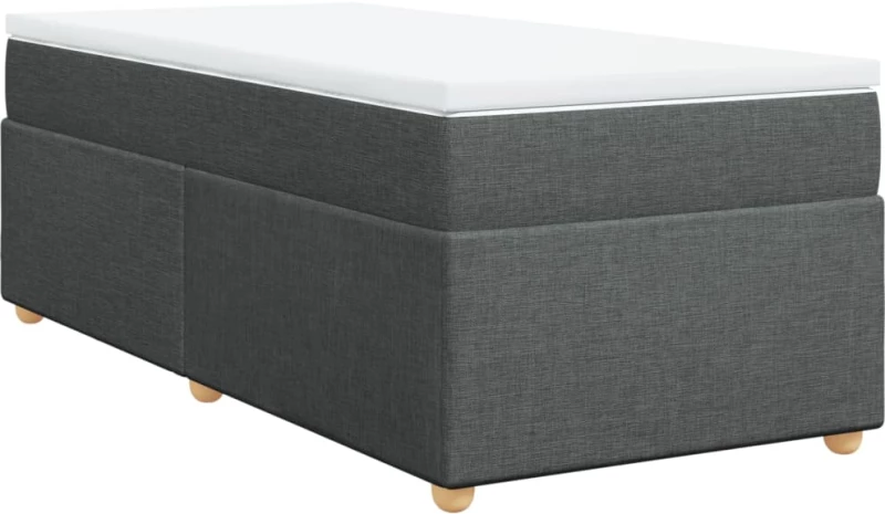 vidaXL Κρεβάτι Boxspring με Στρώμα Σκούρο Γκρι 90x200 εκ. Υφασμάτινο
