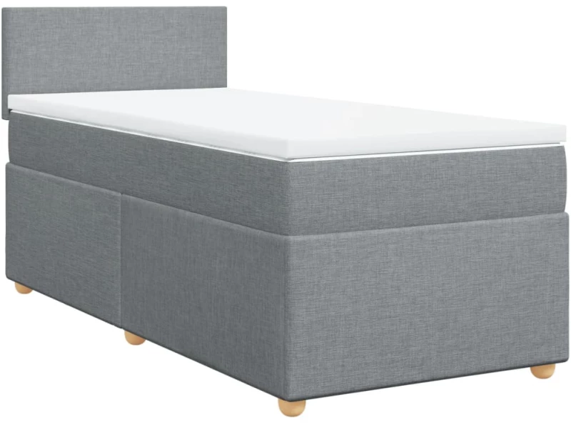 vidaXL Κρεβάτι Boxspring με Στρώμα Ανοιχτό Γκρι 100x200 εκ. Υφασμάτινο