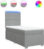 vidaXL Κρεβάτι Boxspring με Στρώμα Ανοιχτό Γκρι 90x200 εκ. Υφασμάτινο