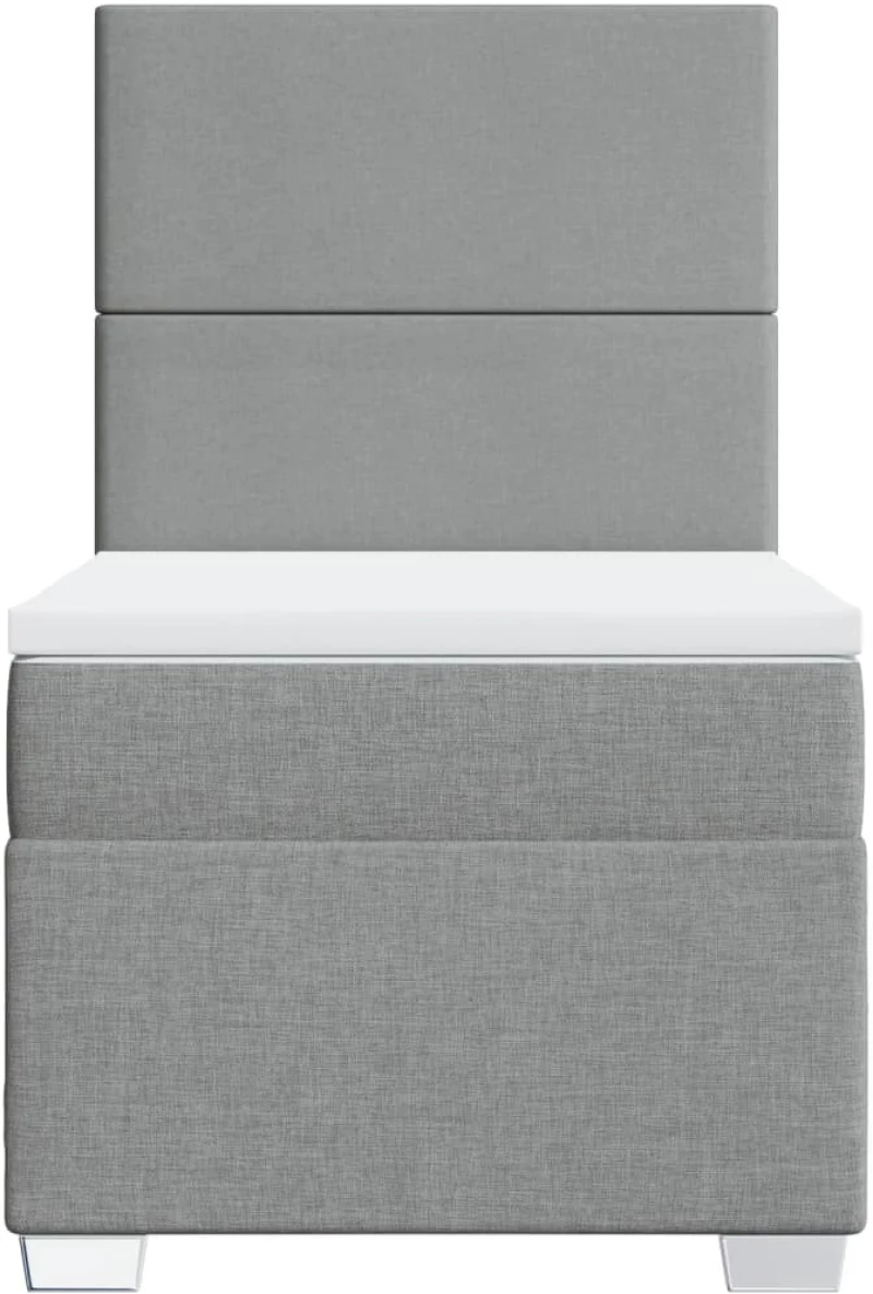 vidaXL Κρεβάτι Boxspring με Στρώμα Ανοιχτό Γκρι 90x200 εκ. Υφασμάτινο