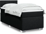 vidaXL Κρεβάτι Boxspring με Στρώμα Μαύρο 90x200 εκ. Υφασμάτινο