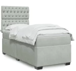 vidaXL Κρεβάτι Boxspring με Στρώμα Ανοιχτό Γκρι 80x200 εκ. Βελούδινο