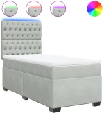 vidaXL Κρεβάτι Boxspring με Στρώμα Ανοιχτό Γκρι 80x200 εκ. Βελούδινο