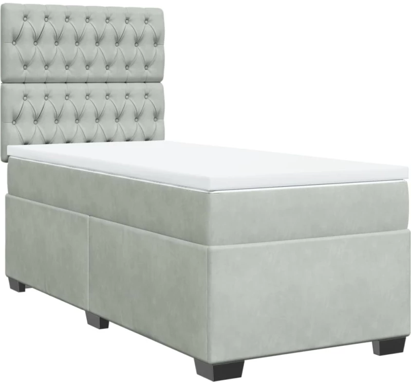 vidaXL Κρεβάτι Boxspring με Στρώμα Ανοιχτό Γκρι 80x200 εκ. Βελούδινο