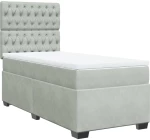 vidaXL Κρεβάτι Boxspring με Στρώμα Ανοιχτό Γκρι 80x200 εκ. Βελούδινο