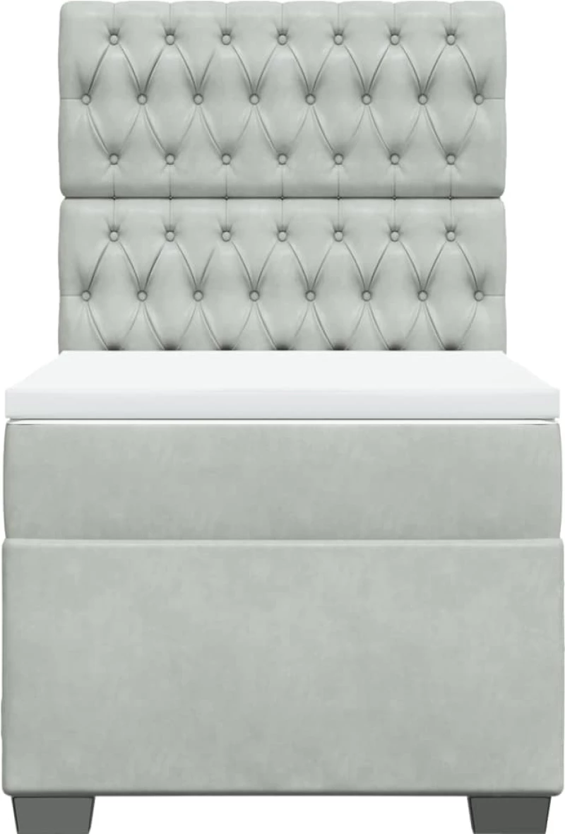 vidaXL Κρεβάτι Boxspring με Στρώμα Ανοιχτό Γκρι 80x200 εκ. Βελούδινο