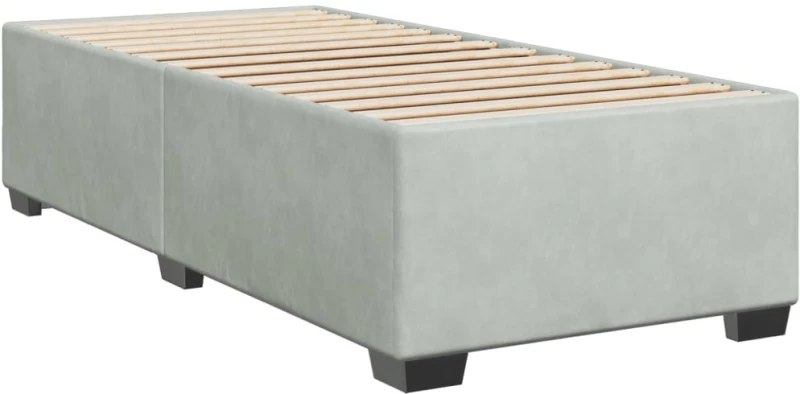 vidaXL Κρεβάτι Boxspring με Στρώμα Ανοιχτό Γκρι 100x200 εκ. Βελούδινο