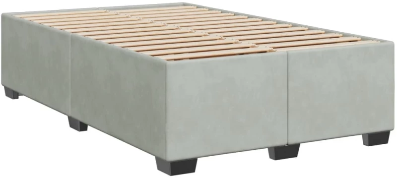 vidaXL Κρεβάτι Boxspring με Στρώμα Ανοιχτό Γκρι 120x200 εκ. Βελούδινο