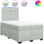 vidaXL Κρεβάτι Boxspring με Στρώμα Ανοιχτό Γκρι 120x190 εκ. Βελούδινο