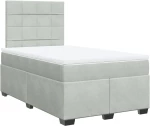 vidaXL Κρεβάτι Boxspring με Στρώμα Ανοιχτό Γκρι 120x190 εκ. Βελούδινο