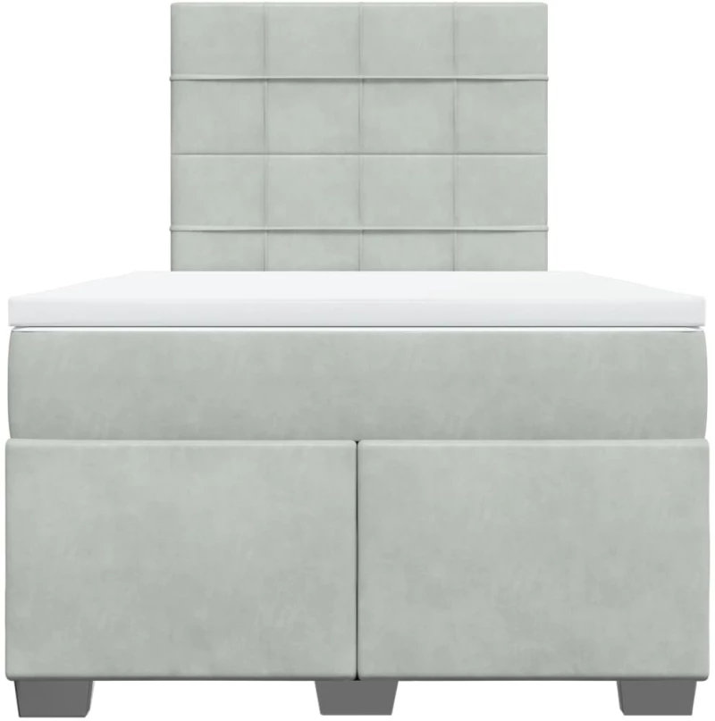 vidaXL Κρεβάτι Boxspring με Στρώμα Ανοιχτό Γκρι 120x190 εκ. Βελούδινο