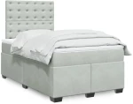 vidaXL Κρεβάτι Boxspring με Στρώμα Ανοιχτό Γκρι 120x190 εκ. Βελούδινο