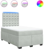 vidaXL Κρεβάτι Boxspring με Στρώμα Ανοιχτό Γκρι 120x190 εκ. Βελούδινο