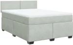 vidaXL Κρεβάτι Boxspring με Στρώμα Ανοιχτό Γκρι 140x200 εκ. Βελούδινο