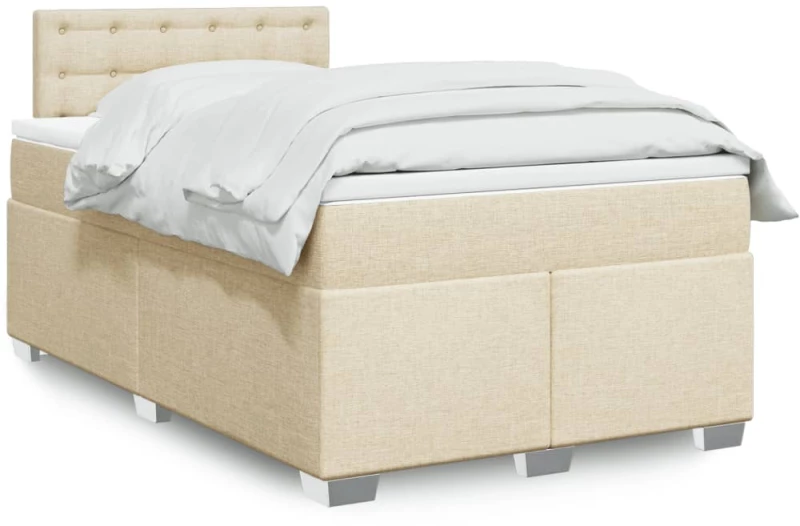 vidaXL Κρεβάτι Boxspring με Στρώμα Κρεμ 120x190 εκ. Υφασμάτινο