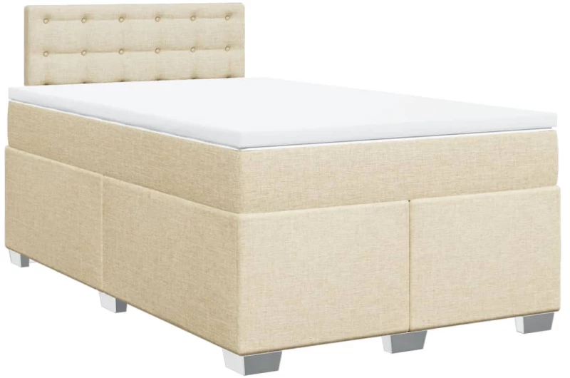 vidaXL Κρεβάτι Boxspring με Στρώμα Κρεμ 120x190 εκ. Υφασμάτινο