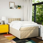vidaXL Κρεβάτι Boxspring με Στρώμα Κρεμ 120x190 εκ. Υφασμάτινο