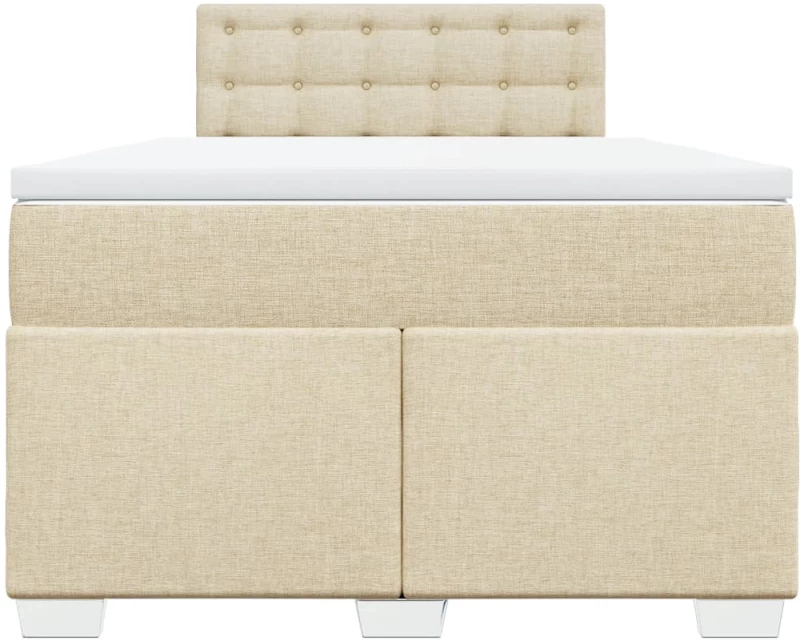 vidaXL Κρεβάτι Boxspring με Στρώμα Κρεμ 120x190 εκ. Υφασμάτινο