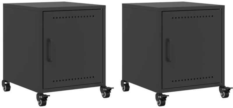 vidaXL Κομοδίνα 2 τεμ. Μαύρο 36x39x43,5 εκ. από Χάλυβα