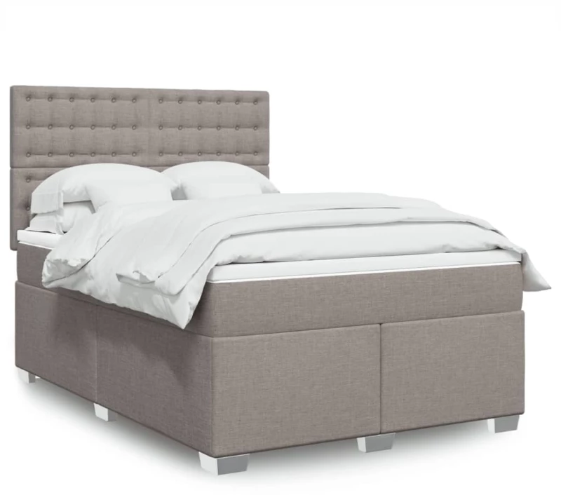 vidaXL Κρεβάτι Boxspring με Στρώμα Taupe 140x200 εκ. Υφασμάτινο
