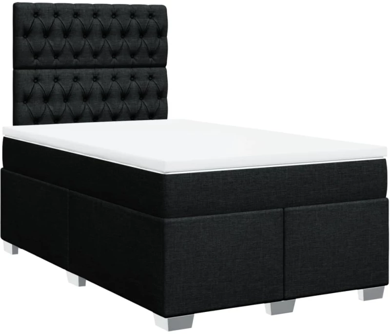 vidaXL Κρεβάτι Boxspring με Στρώμα Μαύρο 120x200 εκ. Υφασμάτινο
