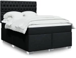 vidaXL Κρεβάτι Boxspring με Στρώμα Μαύρο 140x200 εκ. Υφασμάτινο