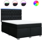 vidaXL Κρεβάτι Boxspring με Στρώμα Μαύρο 140x200 εκ. Υφασμάτινο