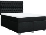 vidaXL Κρεβάτι Boxspring με Στρώμα Μαύρο 140x200 εκ. Υφασμάτινο