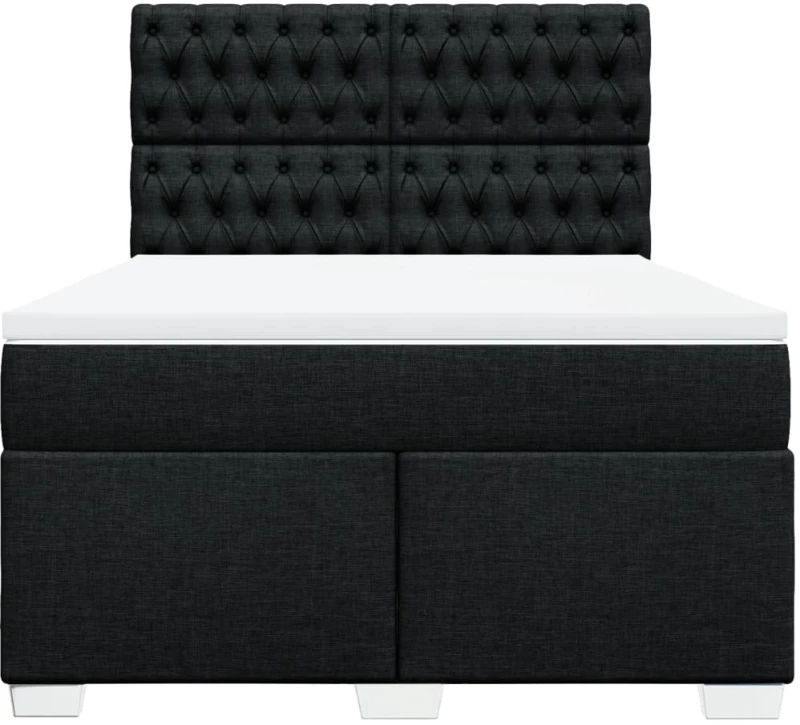vidaXL Κρεβάτι Boxspring με Στρώμα Μαύρο 140x200 εκ. Υφασμάτινο