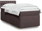 vidaXL Κρεβάτι Boxspring με Στρώμα Σκούρο Καφέ 90x190 εκ. Υφασμάτινο
