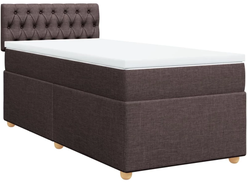 vidaXL Κρεβάτι Boxspring με Στρώμα Σκούρο Καφέ 90x190 εκ. Υφασμάτινο