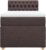vidaXL Κρεβάτι Boxspring με Στρώμα Σκούρο Καφέ 90x190 εκ. Υφασμάτινο