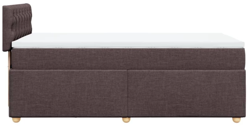 vidaXL Κρεβάτι Boxspring με Στρώμα Σκούρο Καφέ 90x190 εκ. Υφασμάτινο
