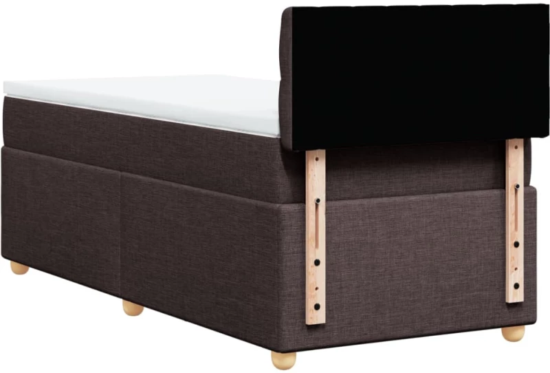 vidaXL Κρεβάτι Boxspring με Στρώμα Σκούρο Καφέ 90x190 εκ. Υφασμάτινο