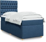 vidaXL Κρεβάτι Boxspring με Στρώμα Μπλε 90x190 εκ.Υφασμάτινο
