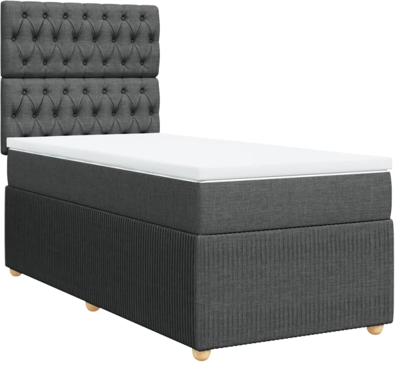 vidaXL Κρεβάτι Boxspring με Στρώμα Σκούρο Γκρι 90x190 εκ. Υφασμάτινο