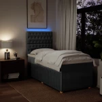 vidaXL Κρεβάτι Boxspring με Στρώμα Σκούρο Γκρι 90x190 εκ. Υφασμάτινο