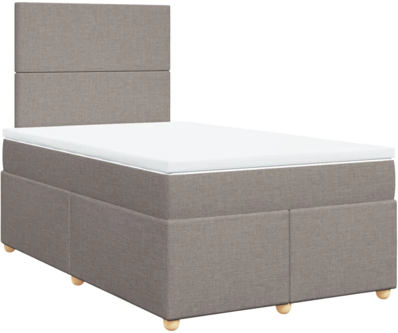 vidaXL Κρεβάτι Boxspring με Στρώμα Taupe 120x200 εκ. Υφασμάτινο