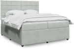 vidaXL Κρεβάτι Boxspring με Στρώμα Ανοιχτό Γκρι 200x200 εκ. Βελούδινο