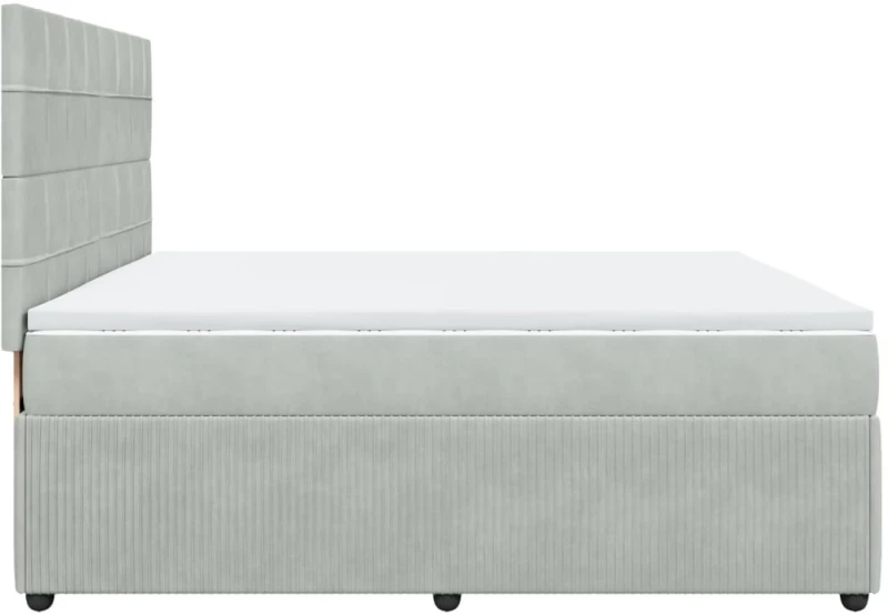 vidaXL Κρεβάτι Boxspring με Στρώμα Ανοιχτό Γκρι 200x200 εκ. Βελούδινο