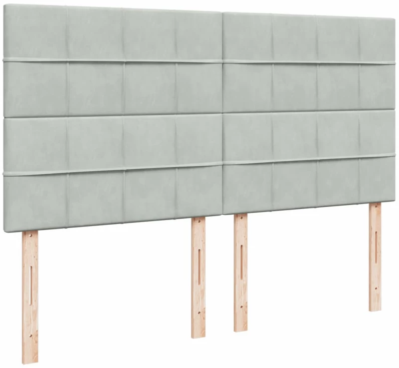 vidaXL Κρεβάτι Boxspring με Στρώμα Ανοιχτό Γκρι 200x200 εκ. Βελούδινο
