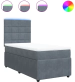 vidaXL Κρεβάτι Boxspring με Στρώμα Σκούρο Γκρι 100x200 εκ. Βελούδινο