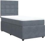 vidaXL Κρεβάτι Boxspring με Στρώμα Σκούρο Γκρι 100x200 εκ. Βελούδινο