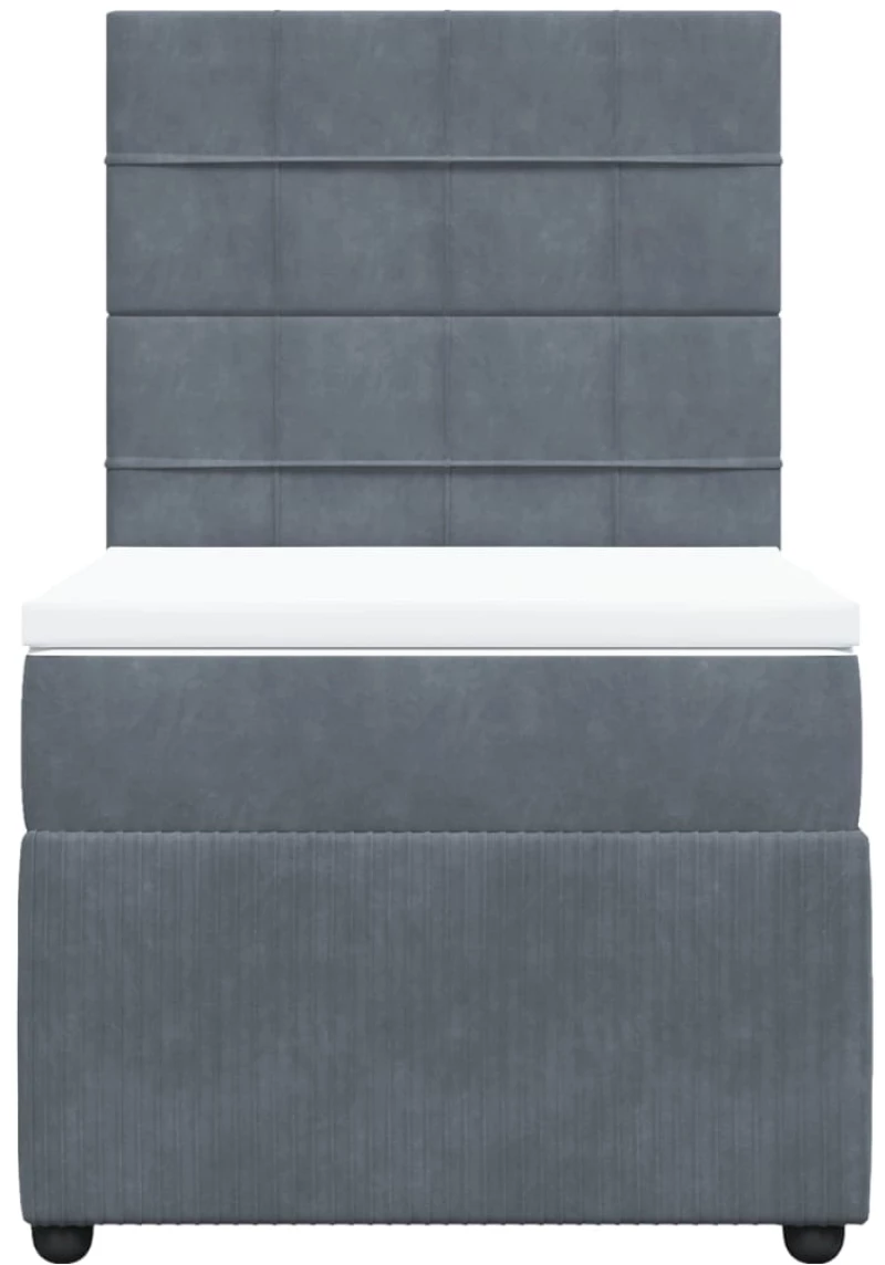 vidaXL Κρεβάτι Boxspring με Στρώμα Σκούρο Γκρι 100x200 εκ. Βελούδινο